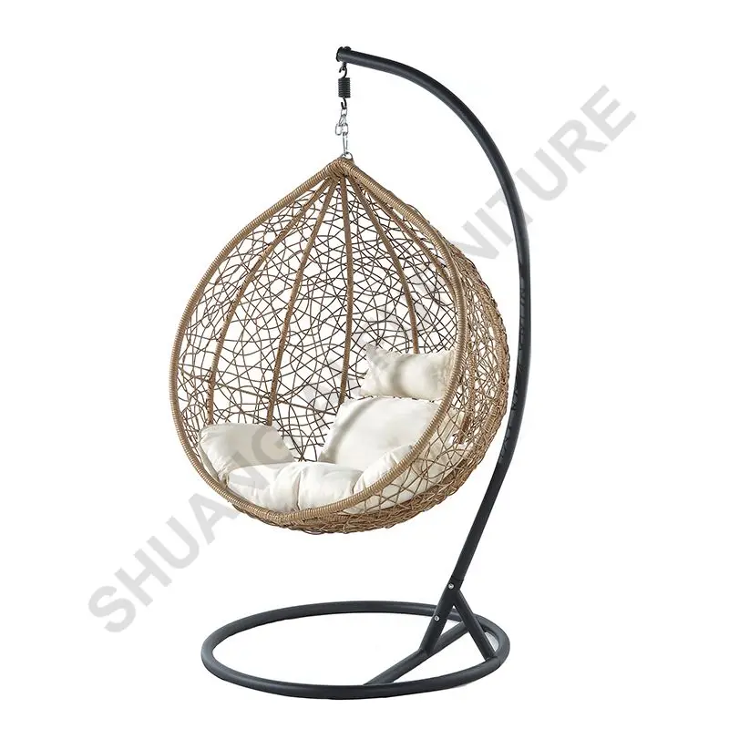 Plastic PE rattan gold leg frame iron metal Basket cushion seat Hanging Patio Swings egg chair parts