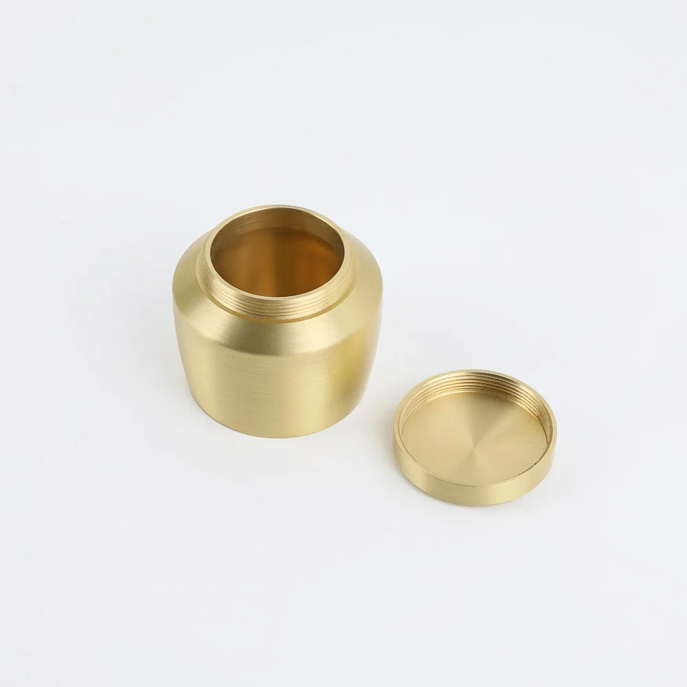 Maxery Copper Storage Box Gold Color Powder Container Box Round Vanity Countertop Storage Organizer Tea Caddy