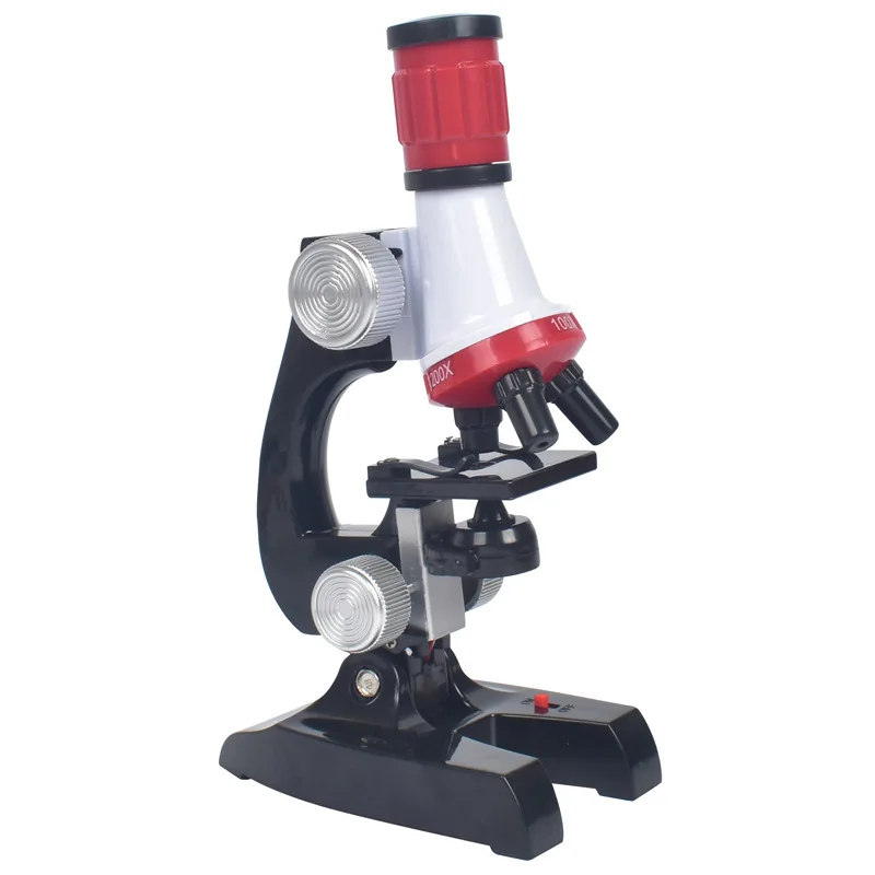 Children Cheap Toy 100X 400X 1200X Zoom Illuminated Monocular Plastic Biological Microscope for Kids Birthday Educational Gift