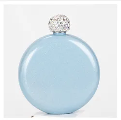 Stocked Wine Hip Flask flasks liquor Traditional Round Shape Mica Colors with Thistle Mount Spirit Flask,  5oz