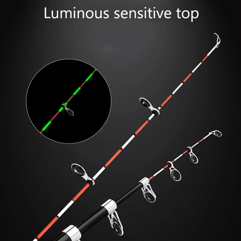 FISHGANG OEM surf fishing rod with luminous soft tip carbon hard 2.1m 2.4m 2.7m 3.0m 3.6m telescopic raft fishing rod