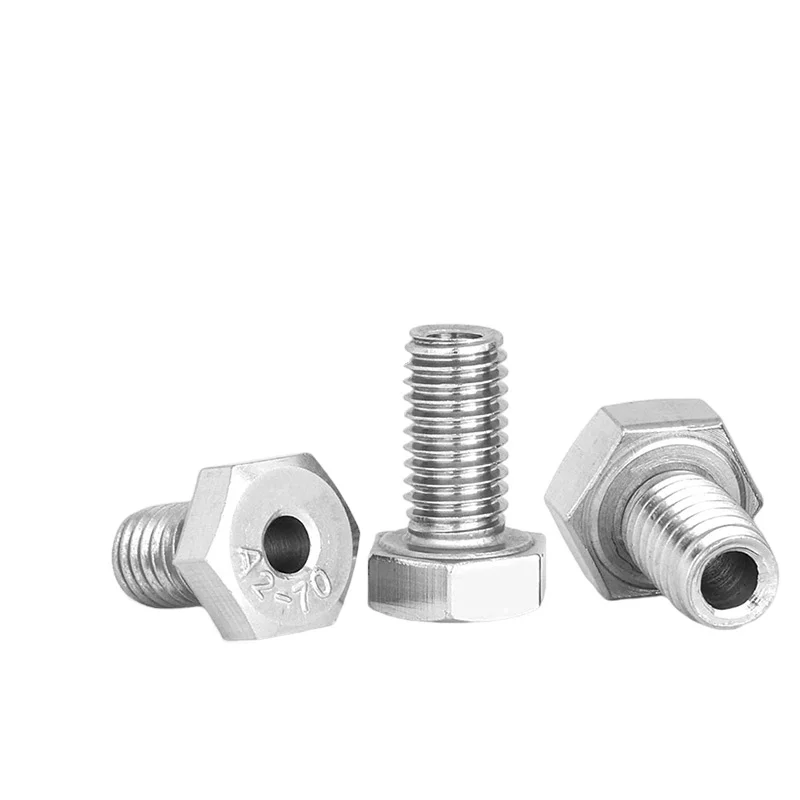 Custom Hex Bolt Hexagon outer hollow screw 304 stainless steel hollow Hexagon bolt face mask machine thread through hole screw