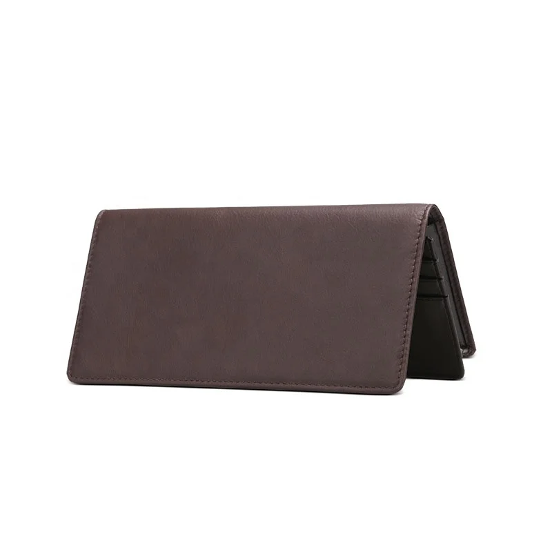 Wholesale Men Leather Wallet Custom Logo Simple Long Purse Rfid Wallet Genuine Leather Slim Business Card Holder Wallet For Men
