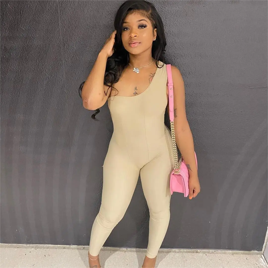 12 цветов готовый к отправке Повседневный женский комбинезон на одно плечо Облегающий комбинезон