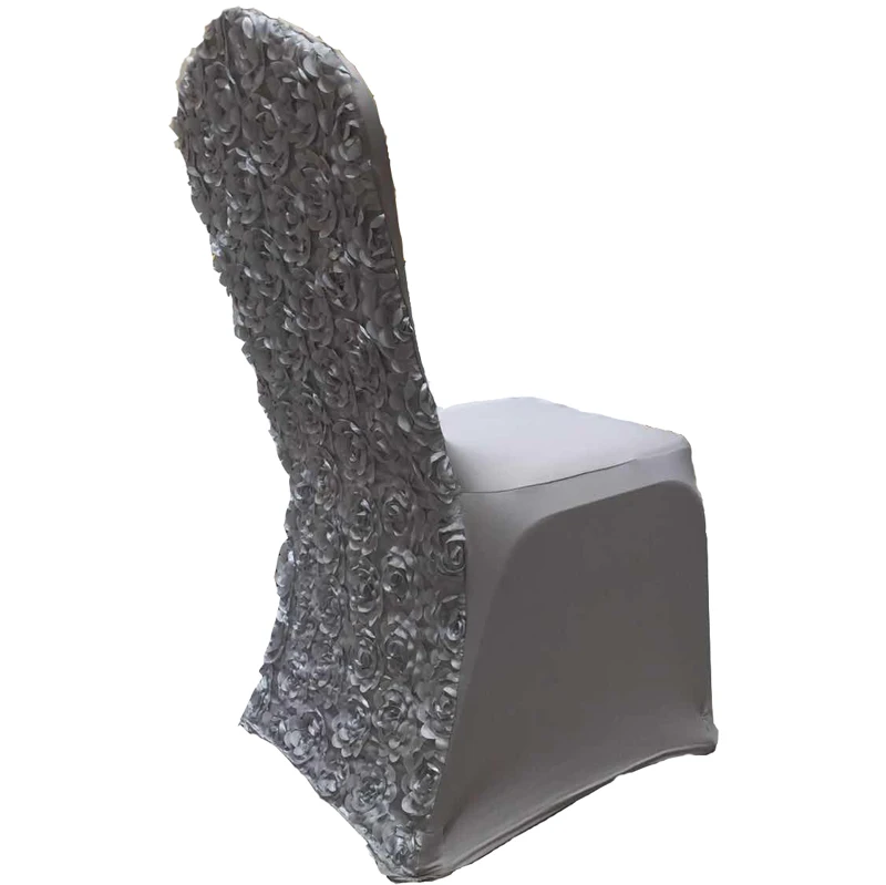 wholesale High quality white rosette satin wedding decoration chair cover
