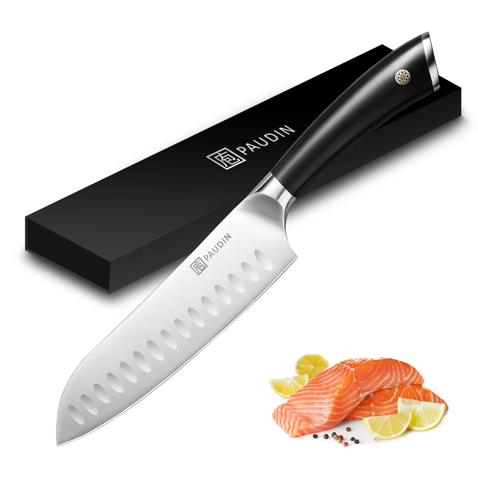 7 Inch Non-stick Japanese Kitchen Chef Knife Professional Stainless Meat Cutter Plastic Handle Santoku Knife