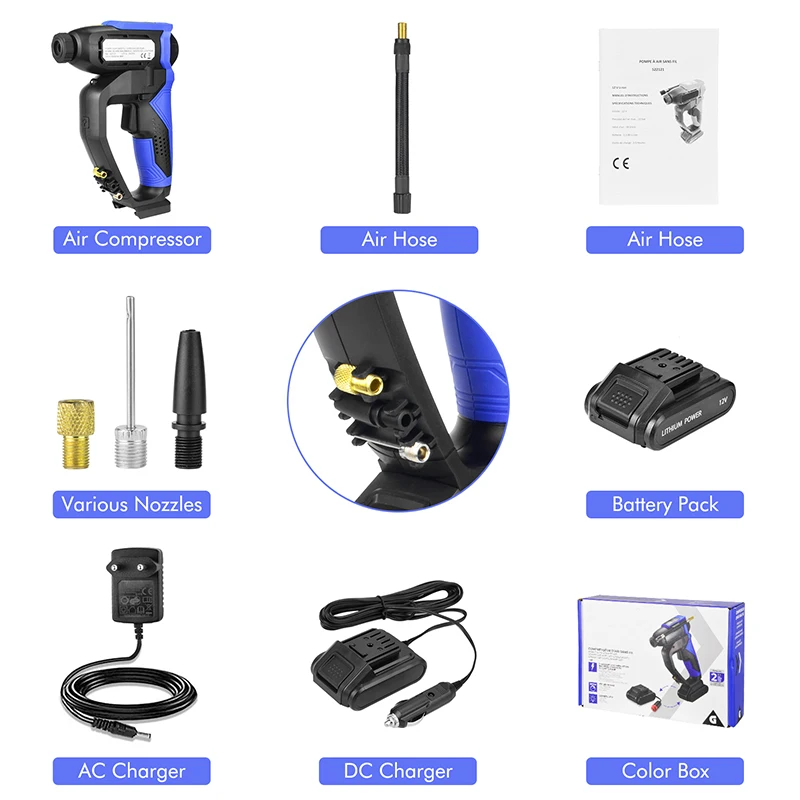 
Wireless 12V Air Compressors Lithium Battery Car Tyre Inflator 160PSI Air Pump For Car 