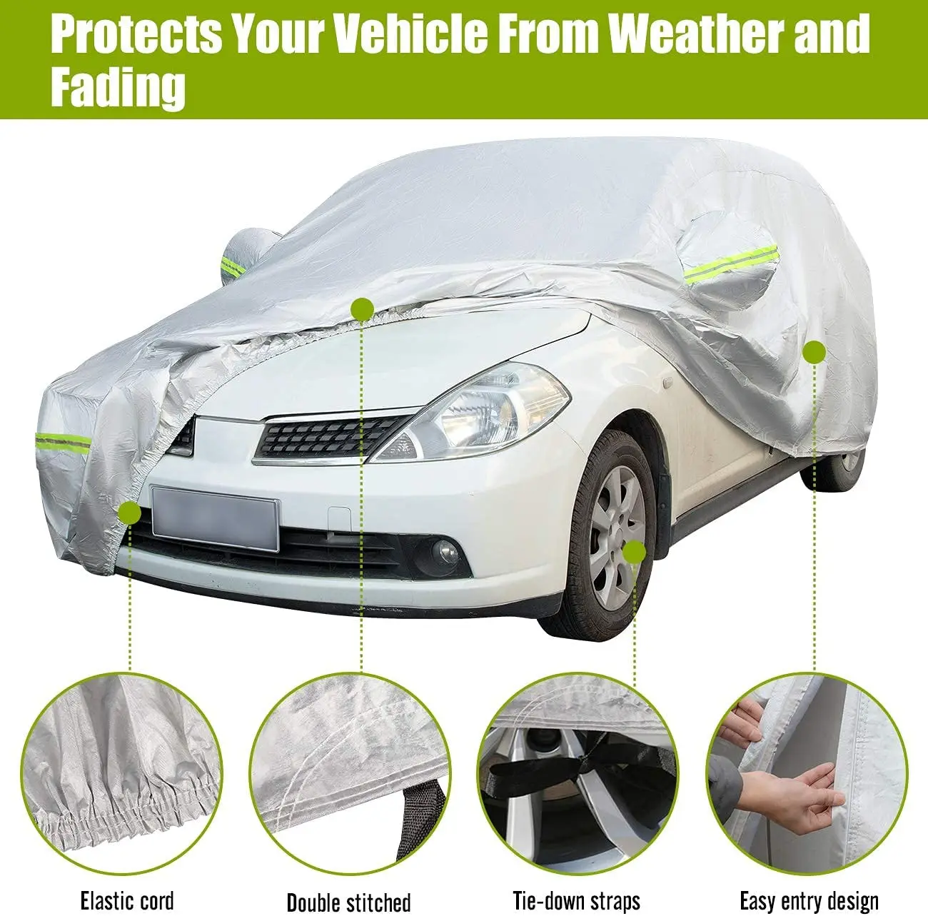 WOQI Anti-UV Automatic Folding Sun Shade Covering Roof Umbrella Sunshade With Remote Car Cover