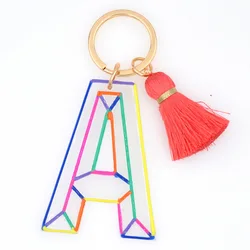 Персонализированный именной подарок индивидуальный дизайн буквы брелок Радуга инициала брелок с кисточкой