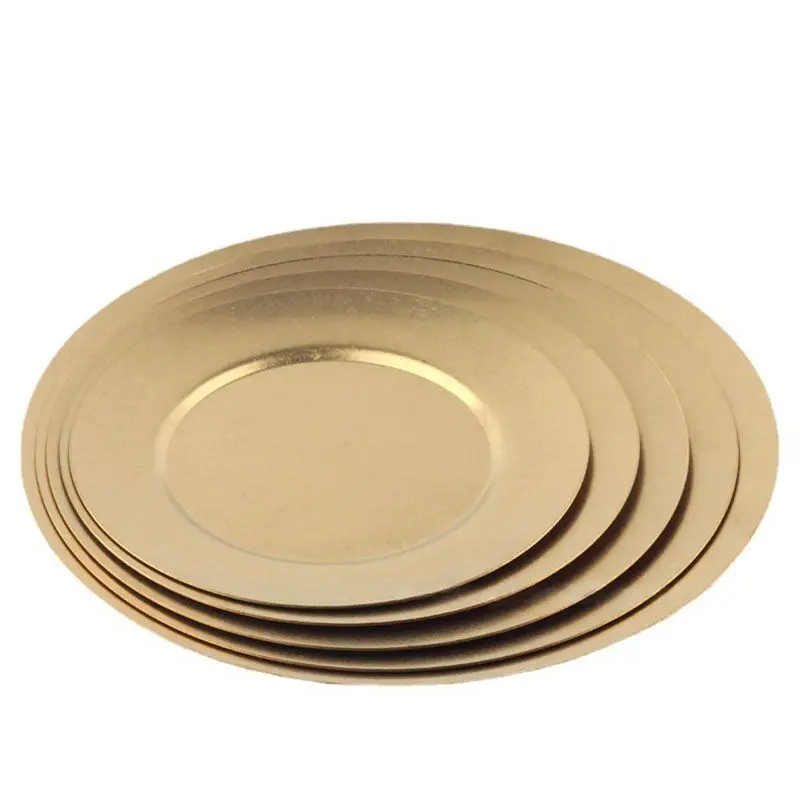 Superior Quality Round Stainless Steel Dinner Plate Retro Golden Restaurant Kitchenware With Customizable Pattern Food Service