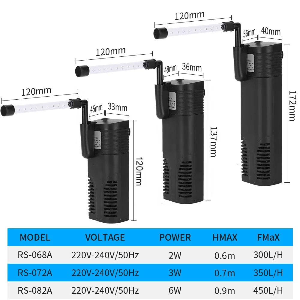 3 In 1 Fish Tank Filter Aquarium Oxygen Pump Fish Manure Cleaning Tool Multifunctional