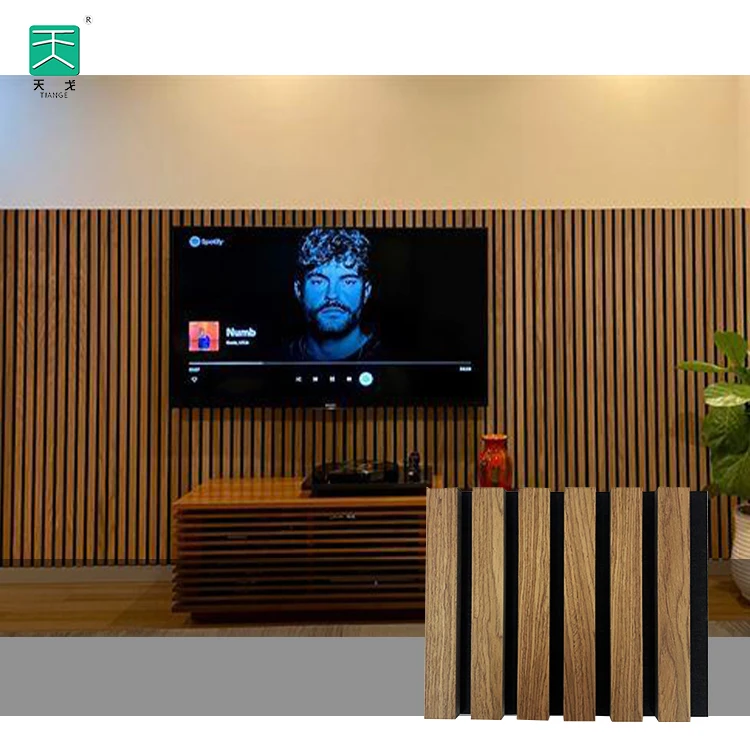 TianGe Public Place Wall And Ceiling Decorative Custom Akupanel Wooden Slat Acoustic Panels