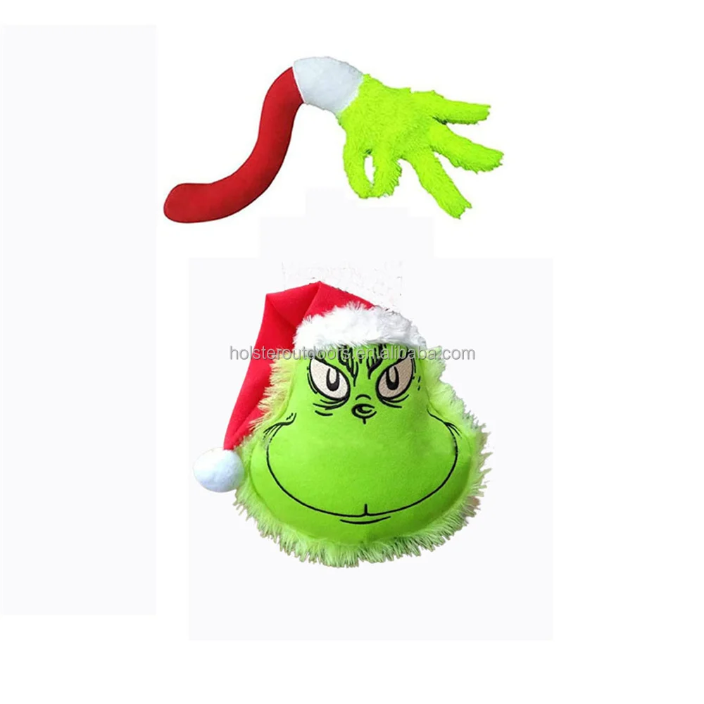 The Green Monster Decoration Arm  Head,Furry Green Head for Christmas Tree Decoration,Christmas Elf Body Ornament for Home Party