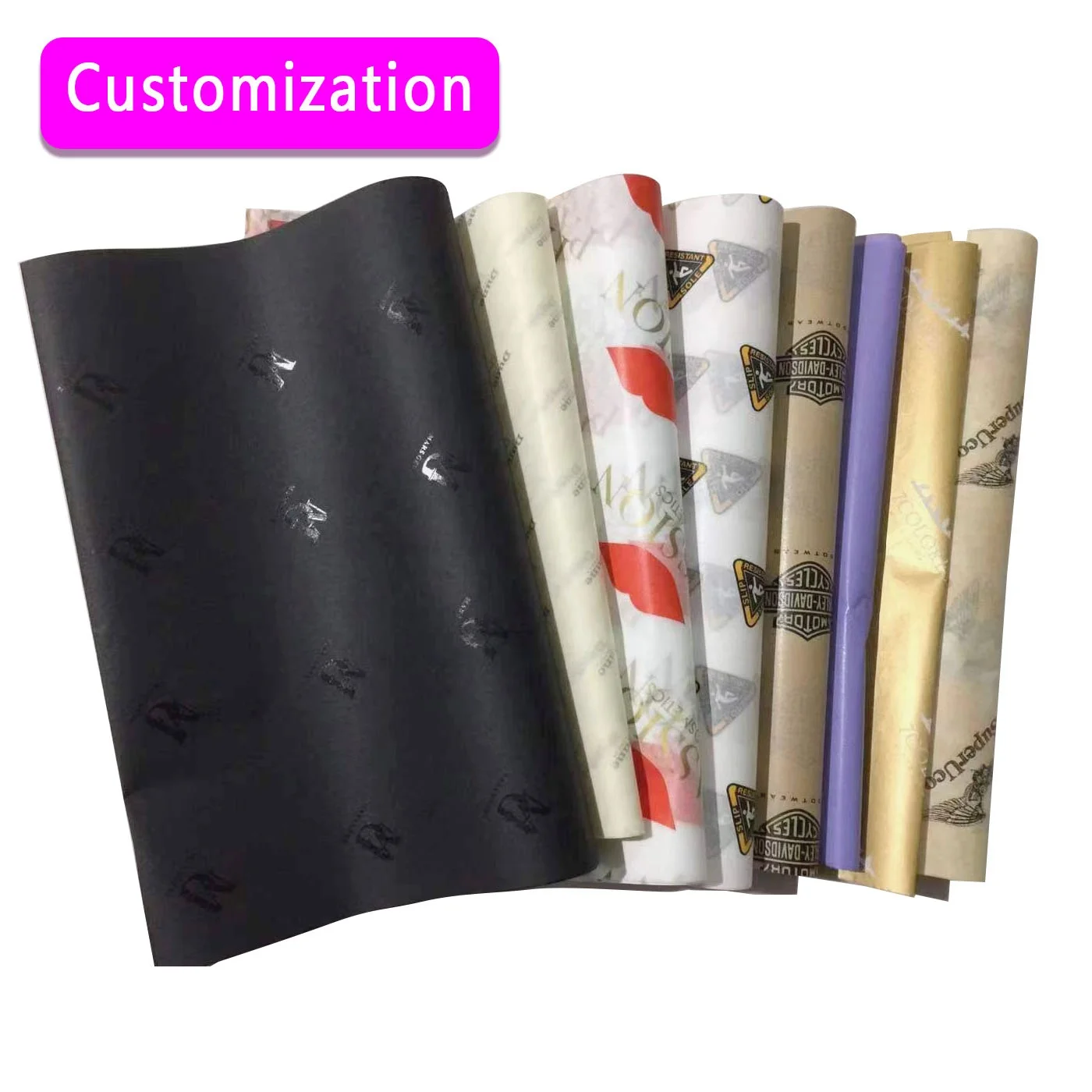 custom logo printed 17-40gsm gift t-shirt  clothes shoes wrapping tissue paper designer wrapping paper for packaging