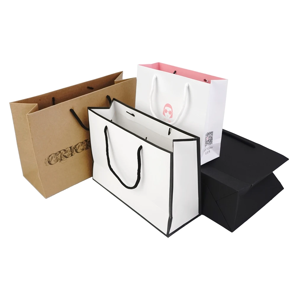 Custom Printed Personalized Color Gift Shopping Craft Packaging Paper Bags with Logos
