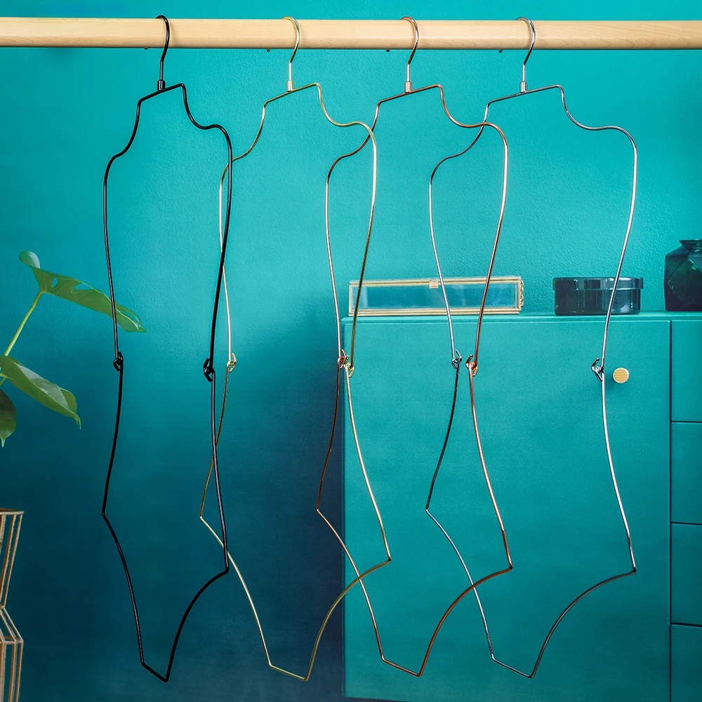 Foldable Swimsuit Hangers Wire Body Shape Metal Bikini Space Saving Swimwear Hanger for Lingerie