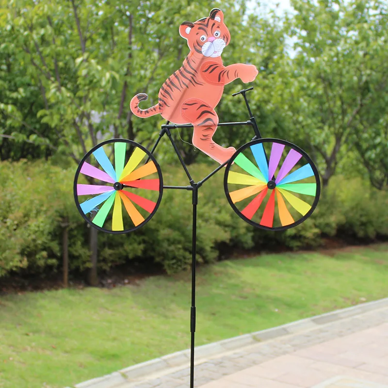 Kids Summer Animal Cycling Windmill 3d Cartoon Colourful Wind Spinner Garden Outdoor Yard Lawn Decoration Kids Toys