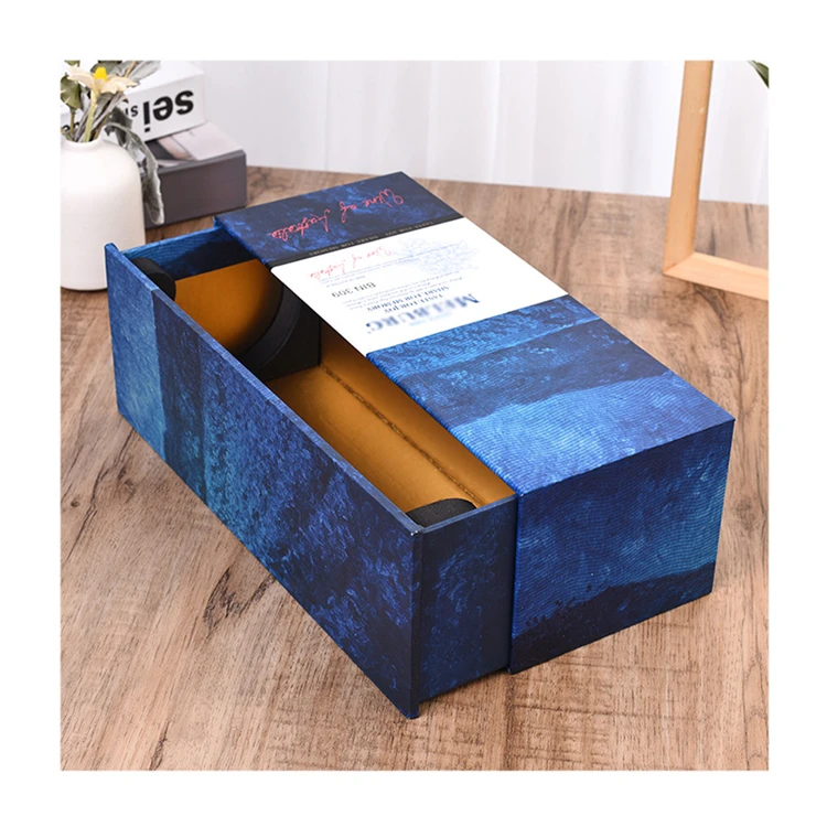 
Wholesale Blue Customize Size Premium Wine Gift Cardboard Boxes 