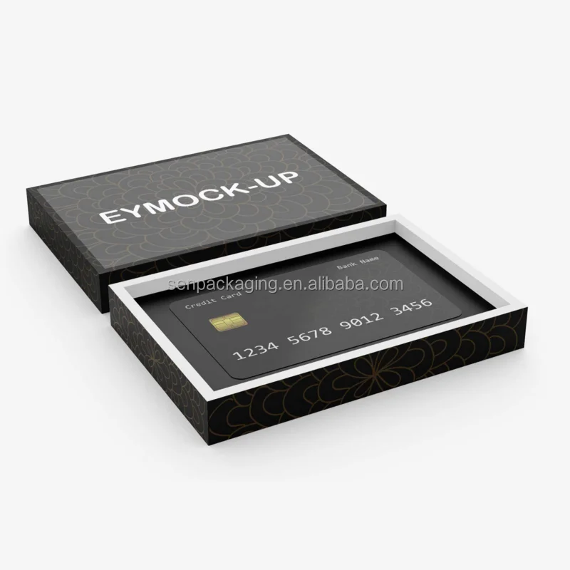 Роскошные индивидуальные подарочные коробки для кредитных карт VIP с крышкой с логотипом и картонная жесткая бумажная коробка