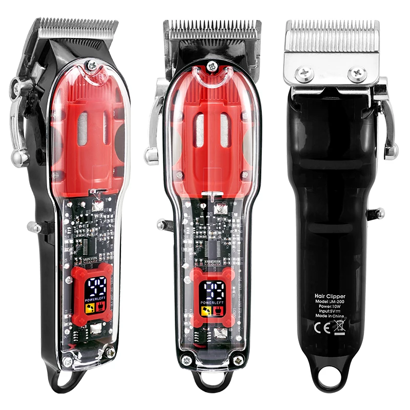 Transparent Cover Electric Clipper Hair Barber Men LCD Display USB Rechargeable Hair Styling Trimmer