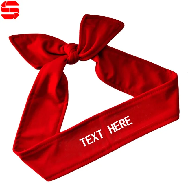 Custom Logo Stretchy Headtie Sublimation Printing Long Hair Bands Elastic Sports Tie Back Tennis Headband Head Ties