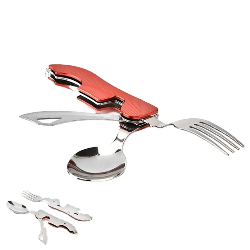 New Camping spoon fork knife set travel reusable cutlery 3 in 1 Picnic stainless steel Flatware Sets folding portable tableware