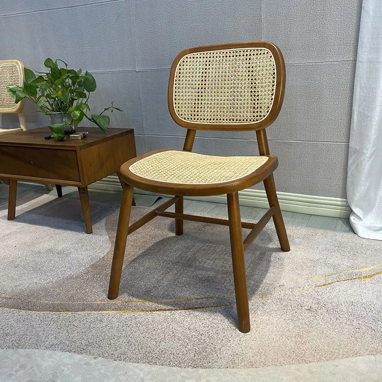 Wholesale Luxury Solid Wooden Rattan Home Dining Restaurant Hotel Cafe Coffee Shop Chair