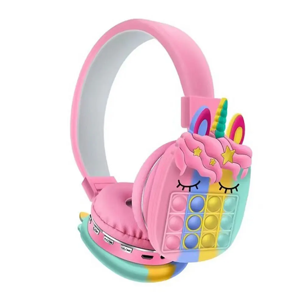 Ah806 Wireless Pop It Headset Toddler Pink Cat Kids Unicorn Headphone For Girls Headband Popit Headphones