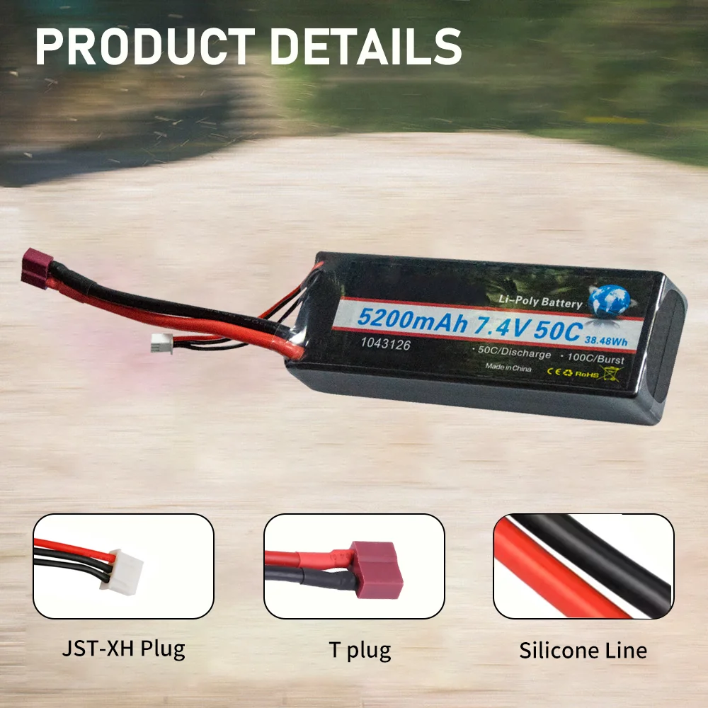 Custom rechargeable LYW brand 7.4V 11.1V 14.8V  22.2V 2S lipo battery fpv drone battery with PCM , wire , XT60