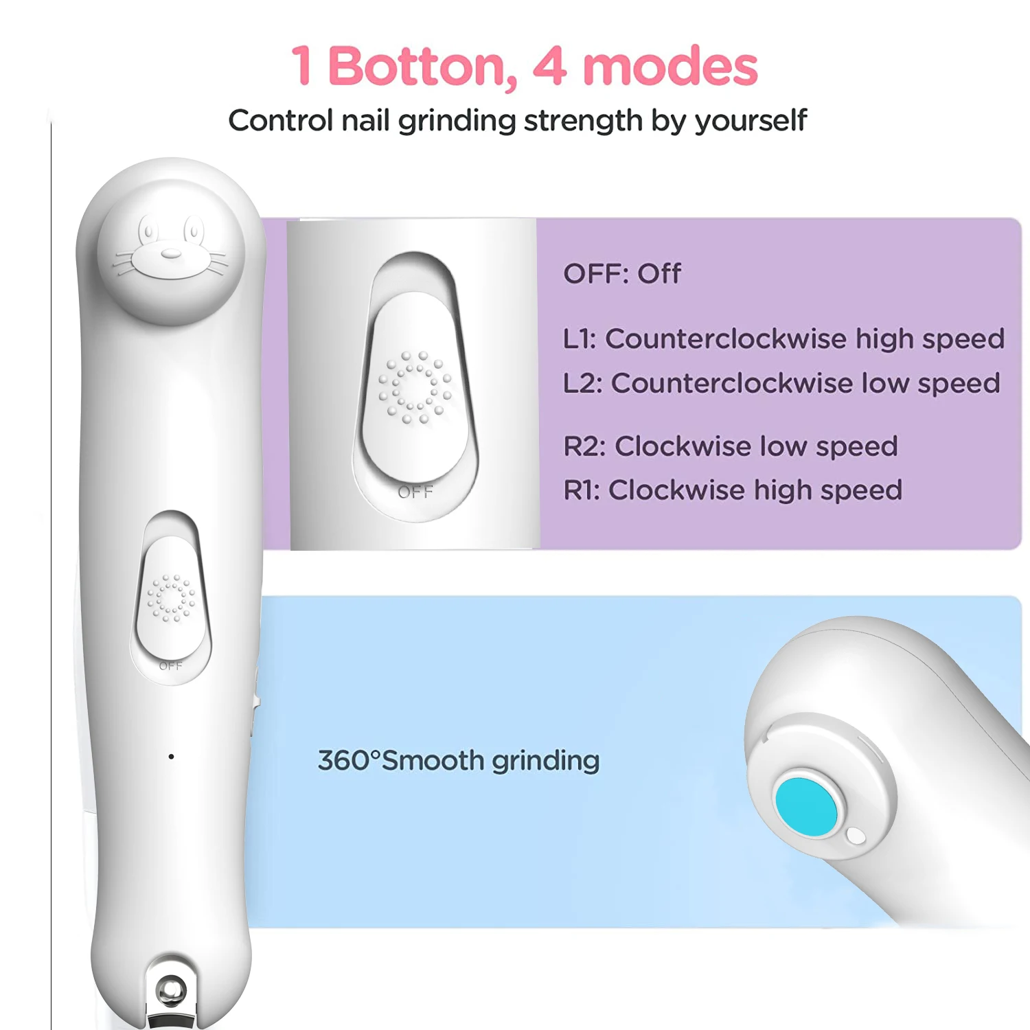 6 in 1 New Design Baby Electric Nail Trimmer Baby Nail Clipper