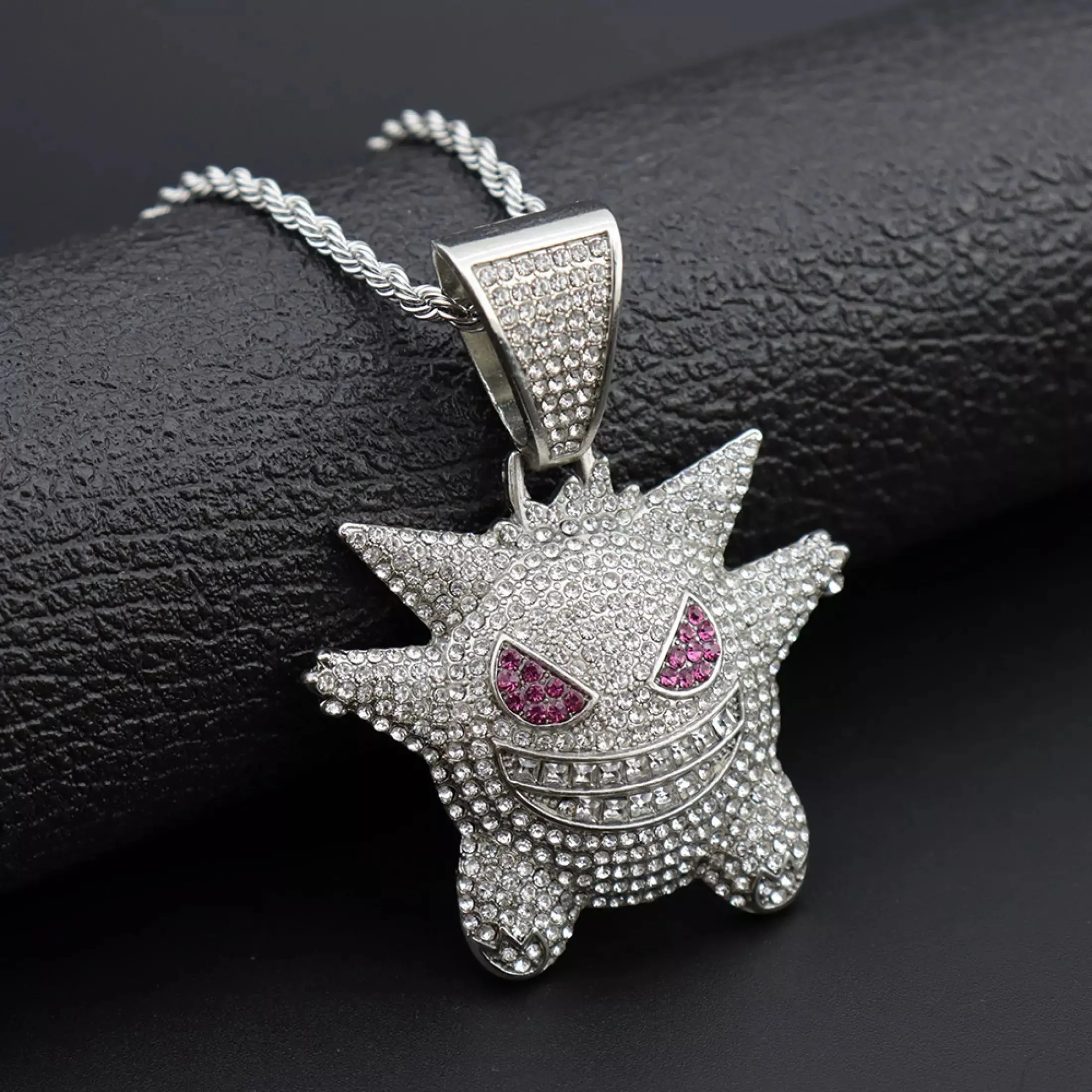 Wholesale Men Women Chunky Hip Hop Iced Out Bling Bling Gengar Infinity Pendant Width Cuban Chain Anime Necklace