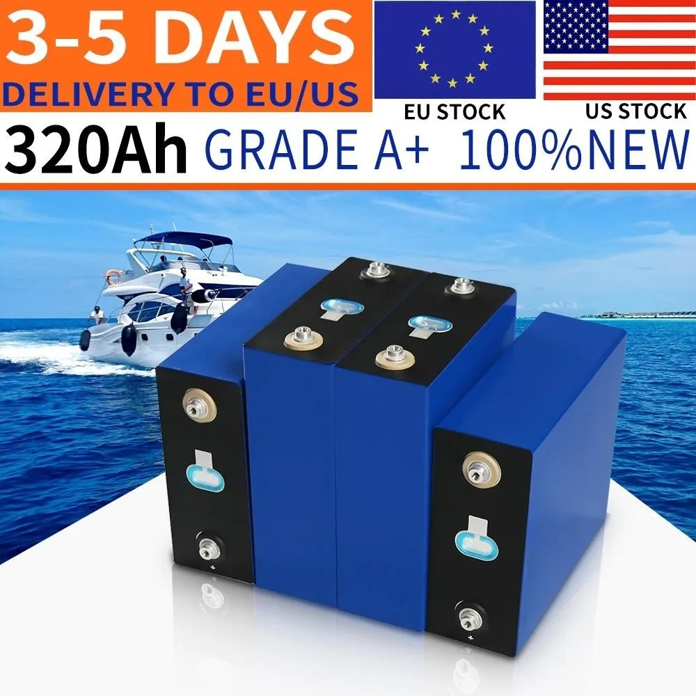EU Stock 320AH Lifepo4 Battery Grade A Rechargeable Lithium Iron Phosphate Cell 12V 24V Prismatic Solar Battery For Golf Cart