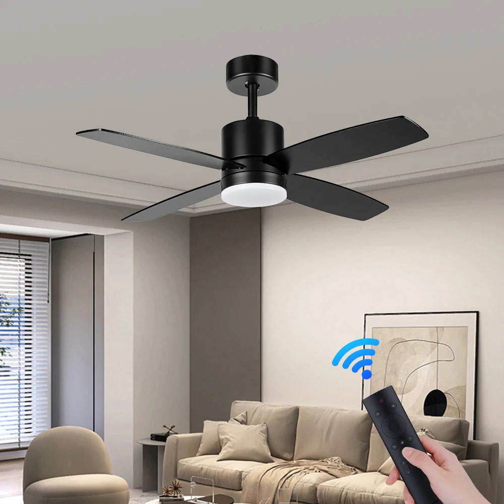 42 48 52 Inch home living room industrial intelligence light best price custom dc 24v 110v 220v ceiling fan