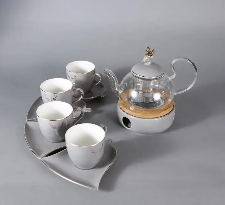 Горячая Распродажа 2020, термостойкий стеклянный чайник, набор из боросиликатного стекла пирекс с s/s фильтром и керамическими чашками