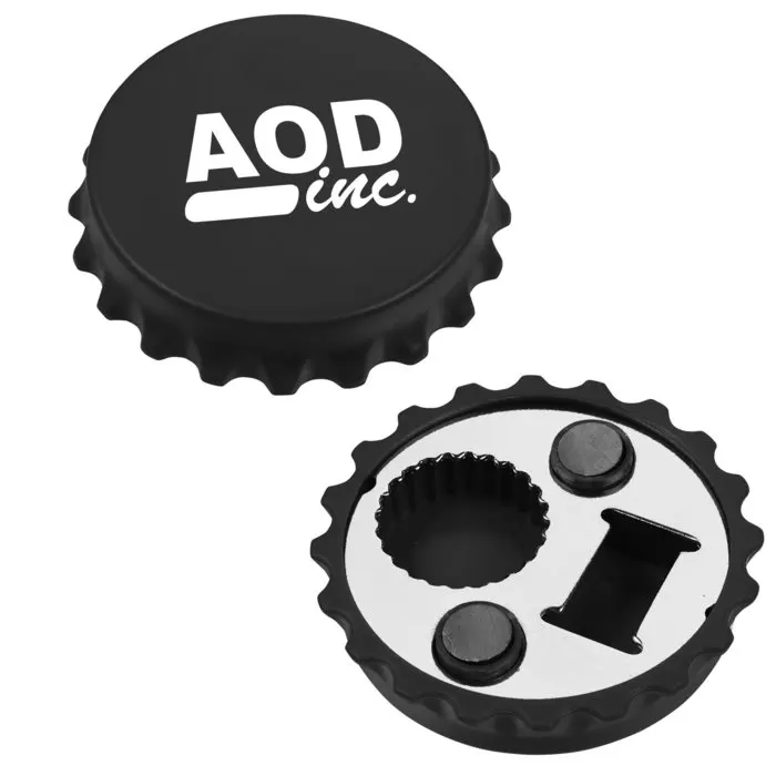 Personalized round ABS fridge plastic customized beer cap shape magnetic bottle opener for fridge