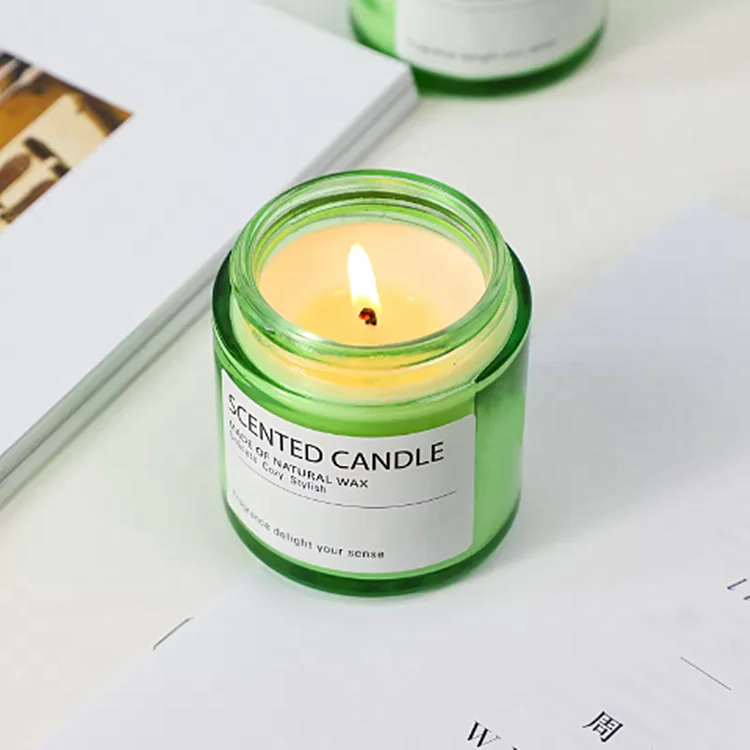 High Quality Small Luxury Aroma Clear Green Glass Scented Candle Jar Factory Wholesale