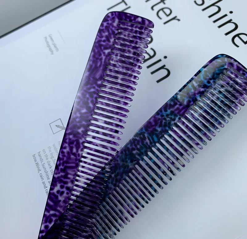 Peichi high quality Tortoise shell cellulose acetate handmade wide and fine hair comb accessories for