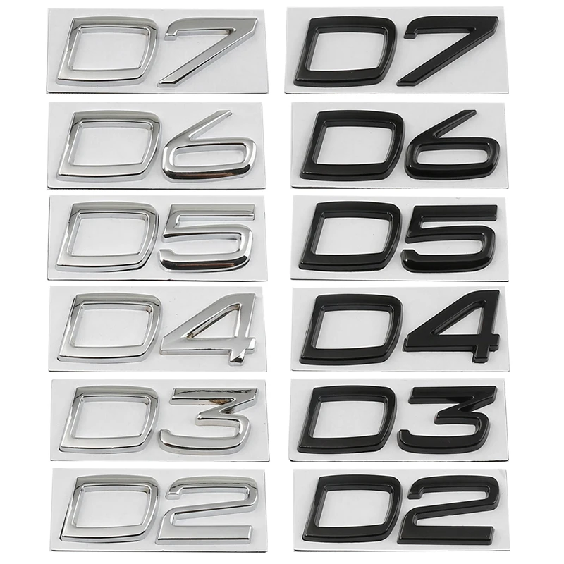 D2 D3 D4 D5 D6 D7 metal number word car stickers For Volvo D series refit accessories rear trunk modified decoration decal label