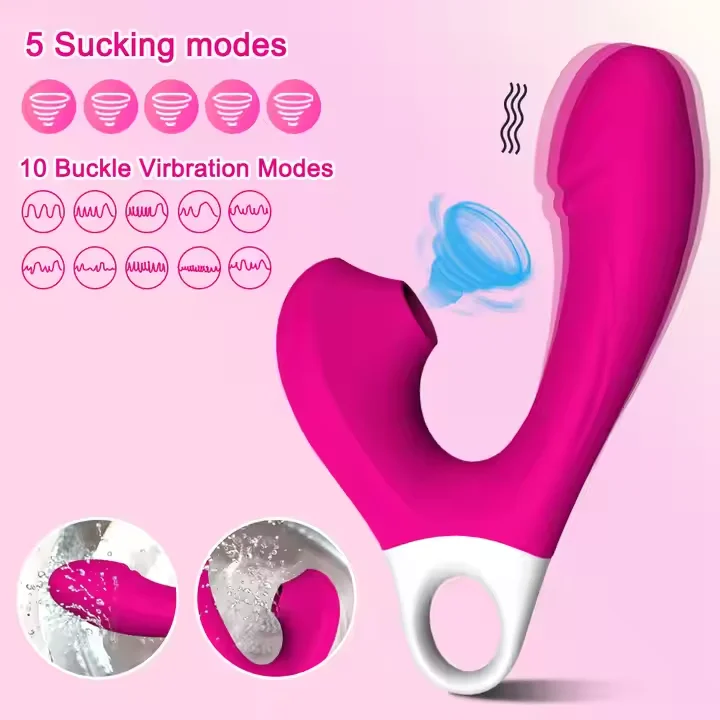 10 frequency vibration 5 sucking mode 2 in 1  G Spot vibrator dual head girl masturbation stimulating sex toys for women couples