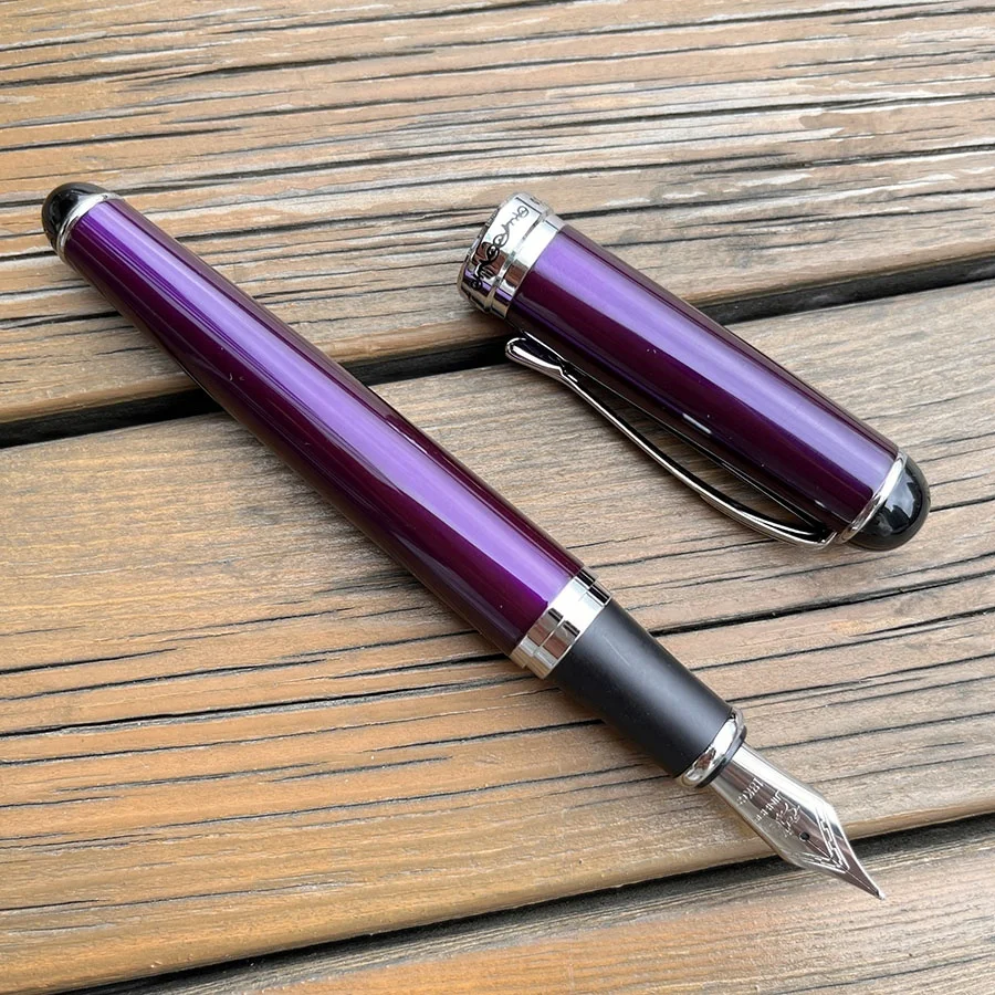 Jinhao 750 Luxury high premium design blue /purple/pink silver trim metal writing fountain pen office stationery