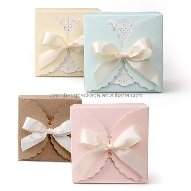 Xiang heng pure color simple square handmade folding bag box spot pink candy gift white card color small paper box