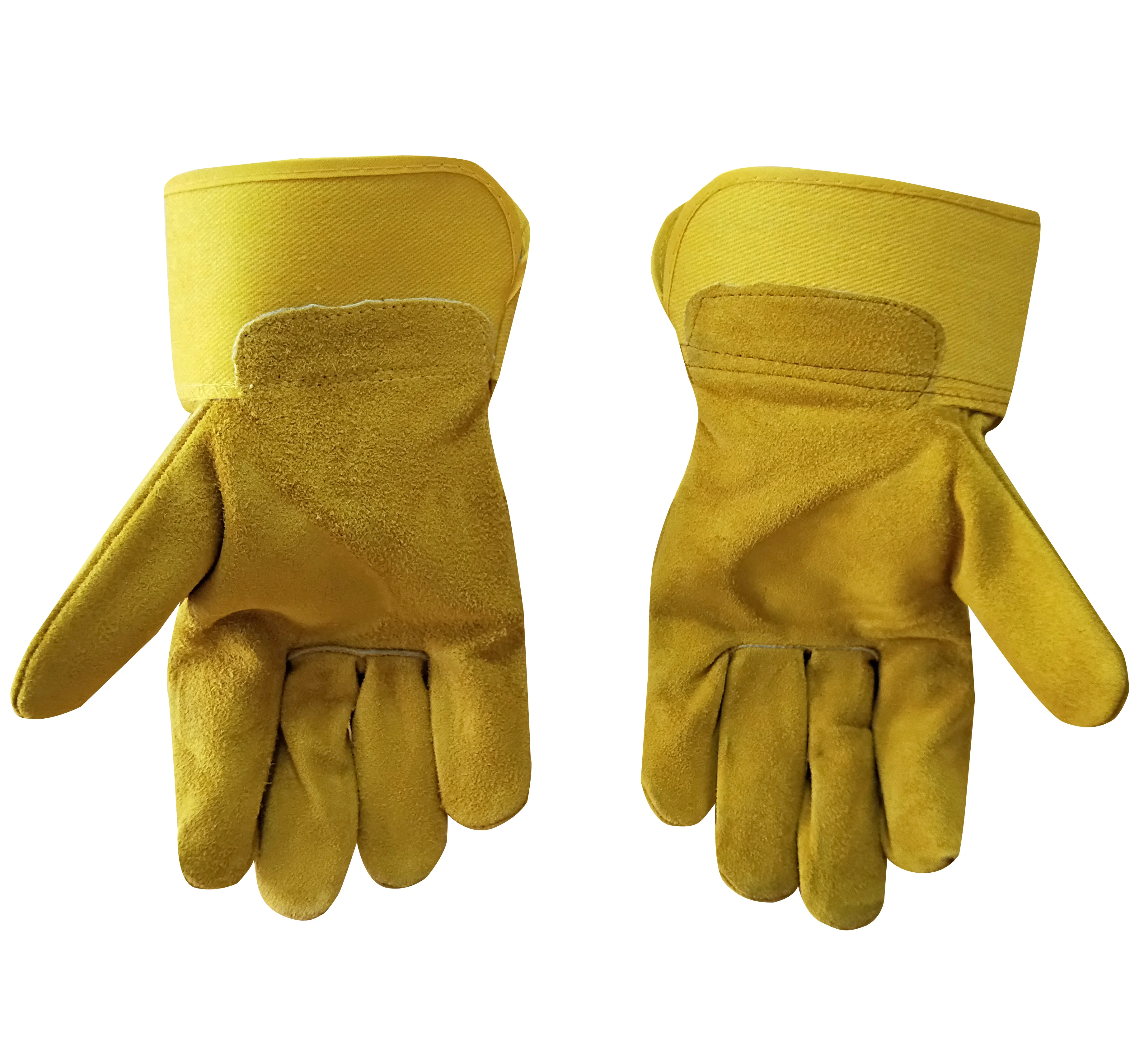 Durable Abrasive Heat and Cut Resistant Cuff Protection Cowsplit Leather Safety Work Gloves