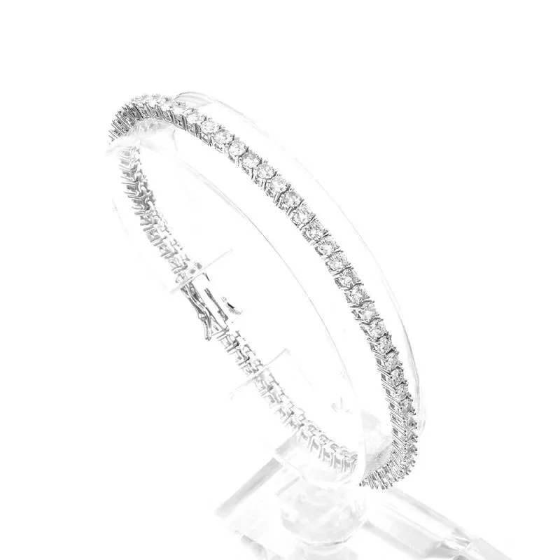 925 sterling silver jewelry 18k white gold plated 4mm zirconia tennis bracelet wholesale