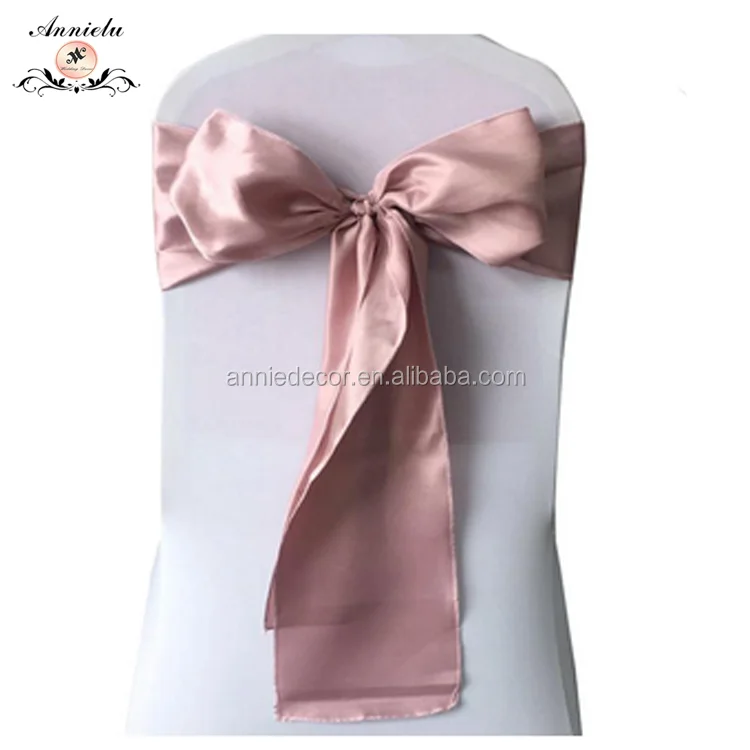 
Factory Party and Wedding Decoration Satin Fabric Bowknot Pink Chair Sash 