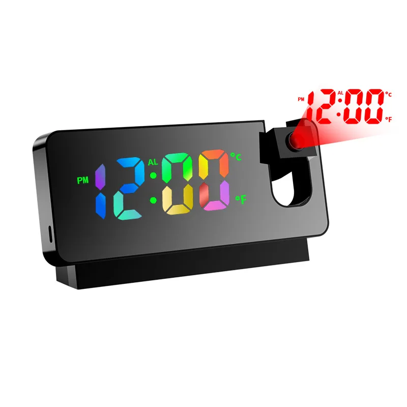 180 Rotation LED Digital Projection Alarm Clock USB Electronic Ceiling Projector Alarm Clock for Bedroom Bedside Desktop Clock
