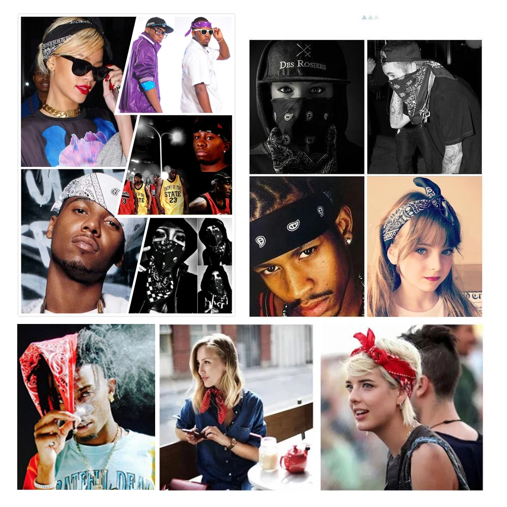 Wholesale custom beauty square bandanas girl multi color headwear scarf paisley polyester printed cotton head band