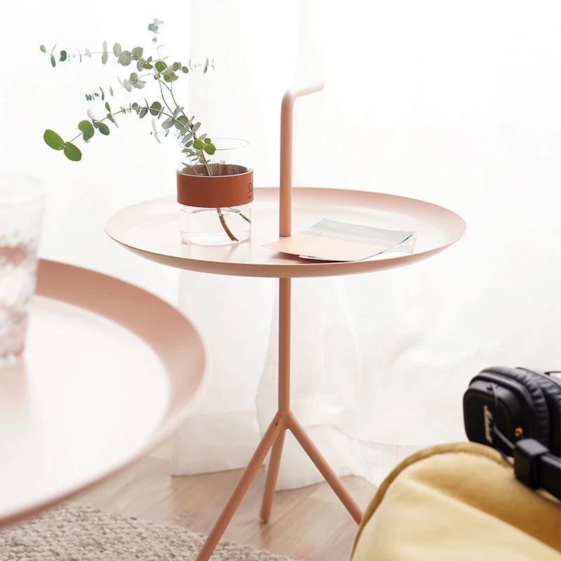 Metal Small Round Table Balcony Wrought Iron Side Stable Snack Coffee Accent Table Black White Golden