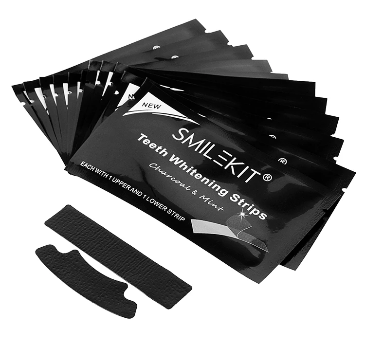 Полоски для отбеливания зубов из бамбукового угля, двойные эластичные полоски для гигиены полости рта, отбеливающие полоски с активированным углем, набор для отбеливания зубов