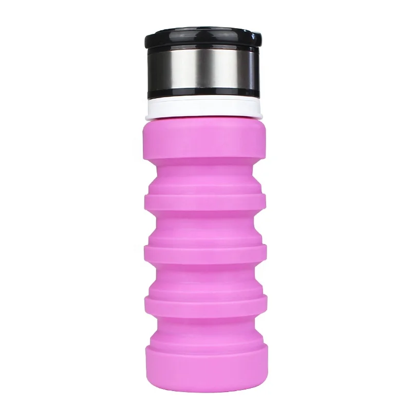 400ml 13oz  bpa free silicone foldable smart water bottle for sport