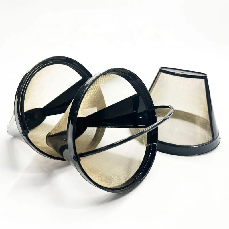 Reusable conical coffee filter basket handle stainless steel mesh replacement permanent for machine beer coffee bar manufacturer